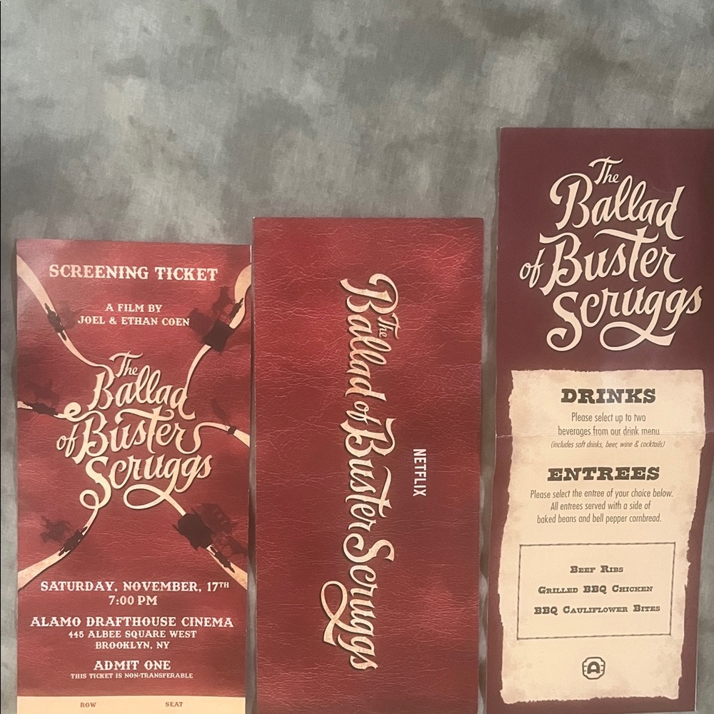 The Ballad Of Buster Scruggs Premiere Ticket 2018